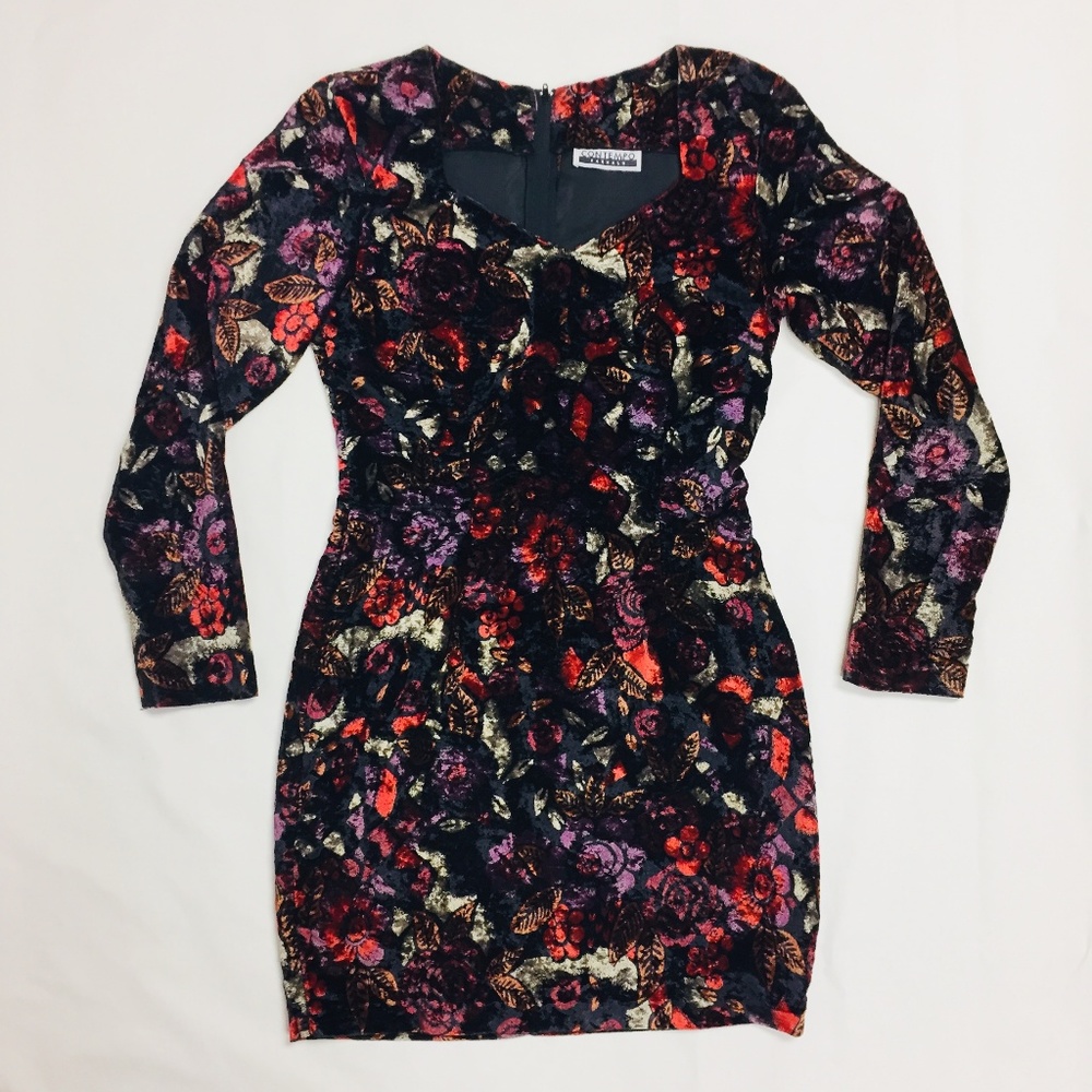 VTG 90s Velvet Contempo Long Sleeve Mini Dress
